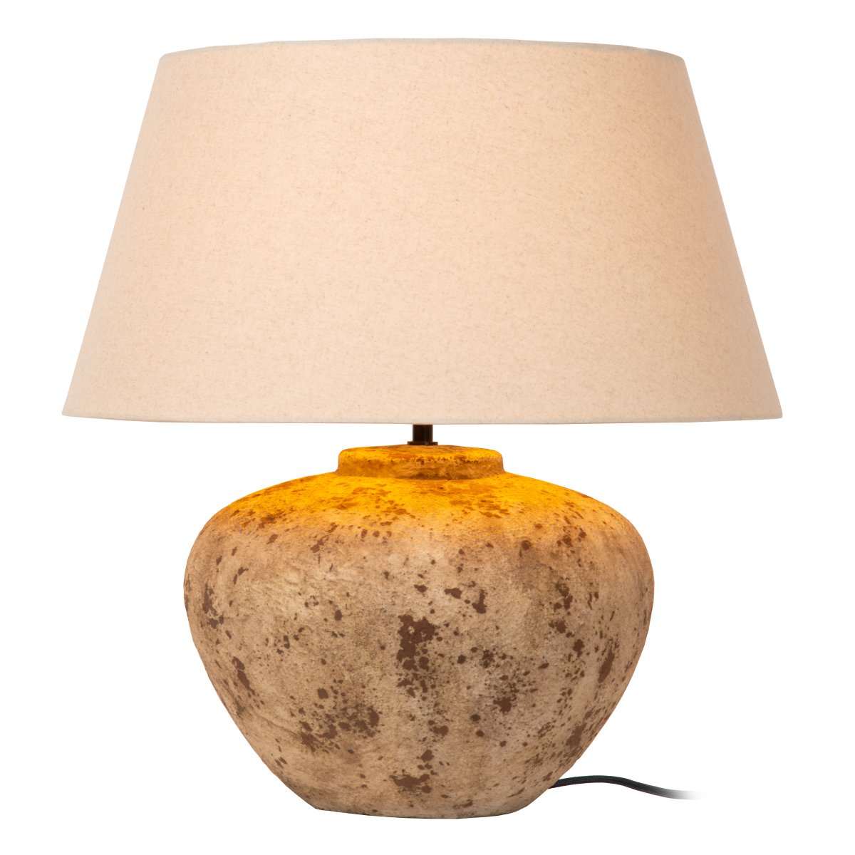 Davina 58cm Bruin tafellamp Van Lucide - Samen met de ovale textielen kap in een zachte witte tint zorgt dit voor een aangenaam en gezellig licht.