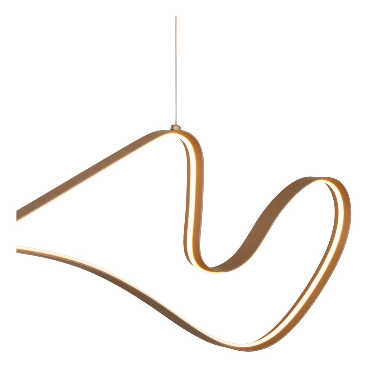 Lambada 165cm Champagne hanglamp Van Lucide - De ge&iuml;ntegreerde ledstrip verspreidt een sterk en warm wit licht dat effectief verlicht en een uitnodigende sfeer cre&euml;ert.