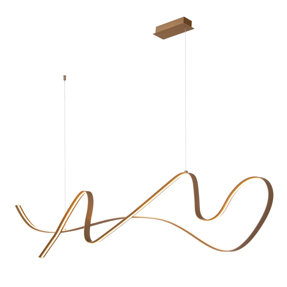 Lambada 165cm Champagne hanglamp Van Lucide - De ge&iuml;ntegreerde ledstrip verspreidt een sterk en warm wit licht dat effectief verlicht en een uitnodigende sfeer cre&euml;ert.