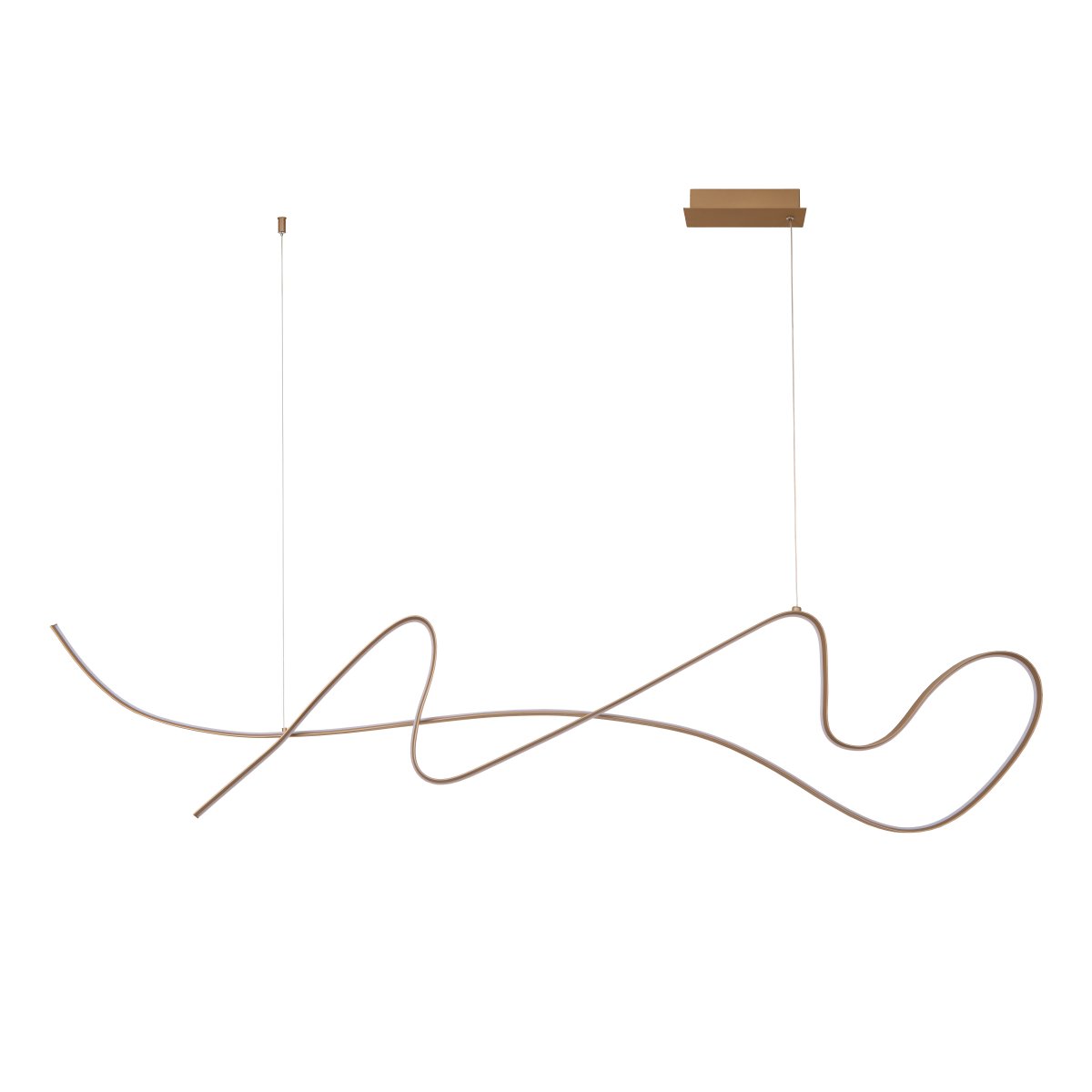 Lambada 165cm Champagne hanglamp Van Lucide - De ge&iuml;ntegreerde ledstrip verspreidt een sterk en warm wit licht dat effectief verlicht en een uitnodigende sfeer cre&euml;ert.