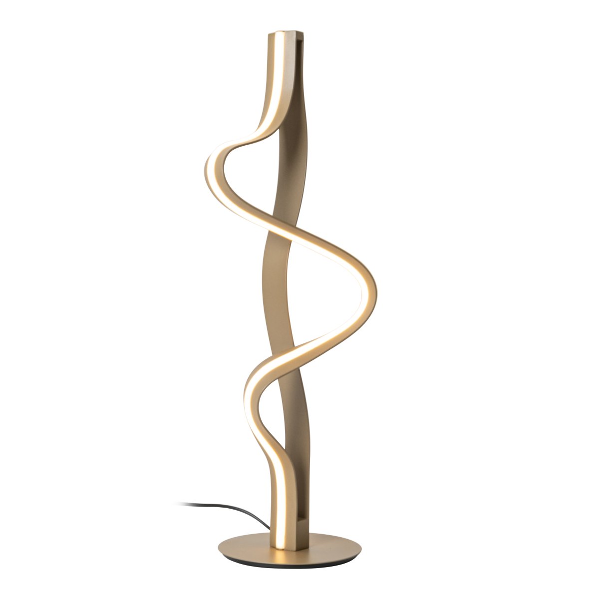 Lambada 60cm Champagne tafellamp Van Lucide - Lambada is een elegante metalen tafellamp met een exclusieve champagnekleurige afwerking en een zachte, organische vorm die direct de aandacht trekt.