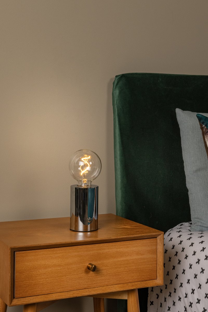 Vivo 23cm Chroom Draagbare Van Lucide - De Vivo tafellamp is een draagbare en elegante lamp, perfect voor een gezellige sfeer.