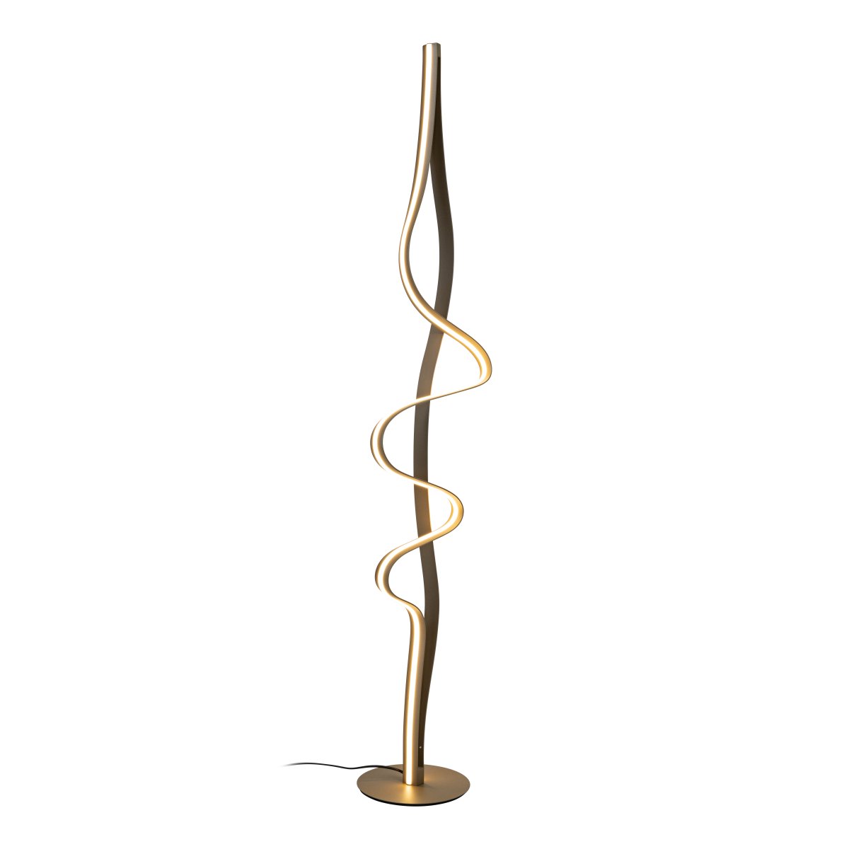 Lambada Messing vloerlamp Van Lucide - Lambada is een elegante metalen vloerlamp met een exclusieve matte messing afwerking en een zachte, organische vorm die direct de aandacht trekt.