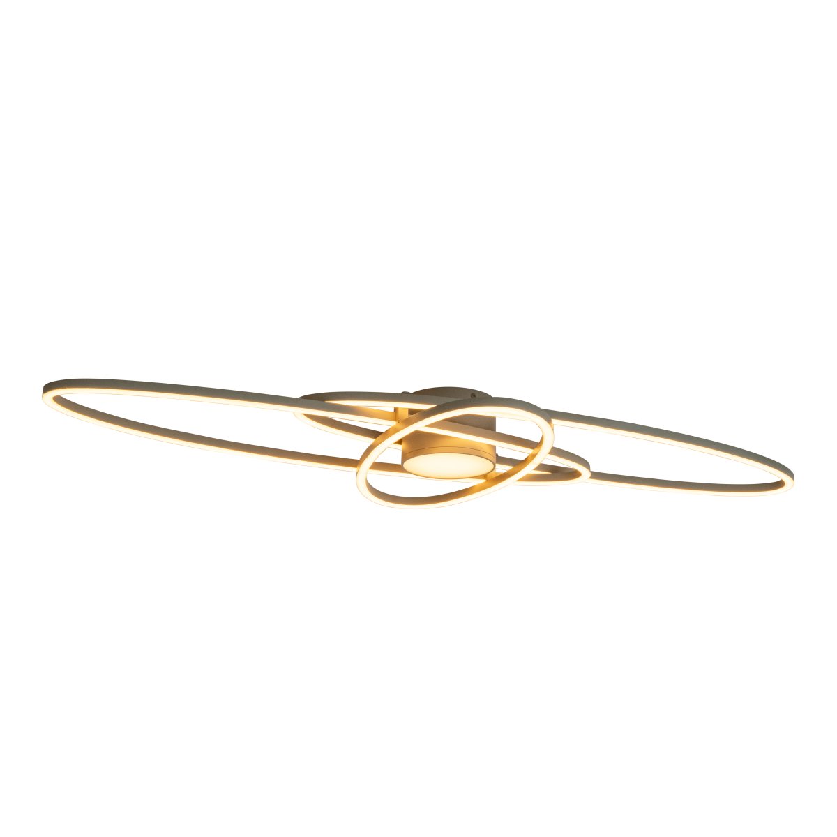 Galactica 100cm Beige plafondlamp Van Lucide - Met de meegeleverde afstandsbediening kunt u eenvoudig de helderheid dimmen en de kleurtemperatuur aanpassen van warm wit naar koel wit licht om de juiste sfeer te cre&euml;ren.