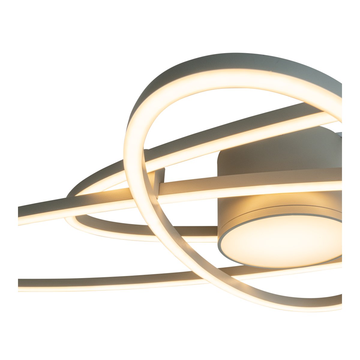 Galactica 100cm Beige plafondlamp Van Lucide - Met de meegeleverde afstandsbediening kunt u eenvoudig de helderheid dimmen en de kleurtemperatuur aanpassen van warm wit naar koel wit licht om de juiste sfeer te cre&euml;ren.