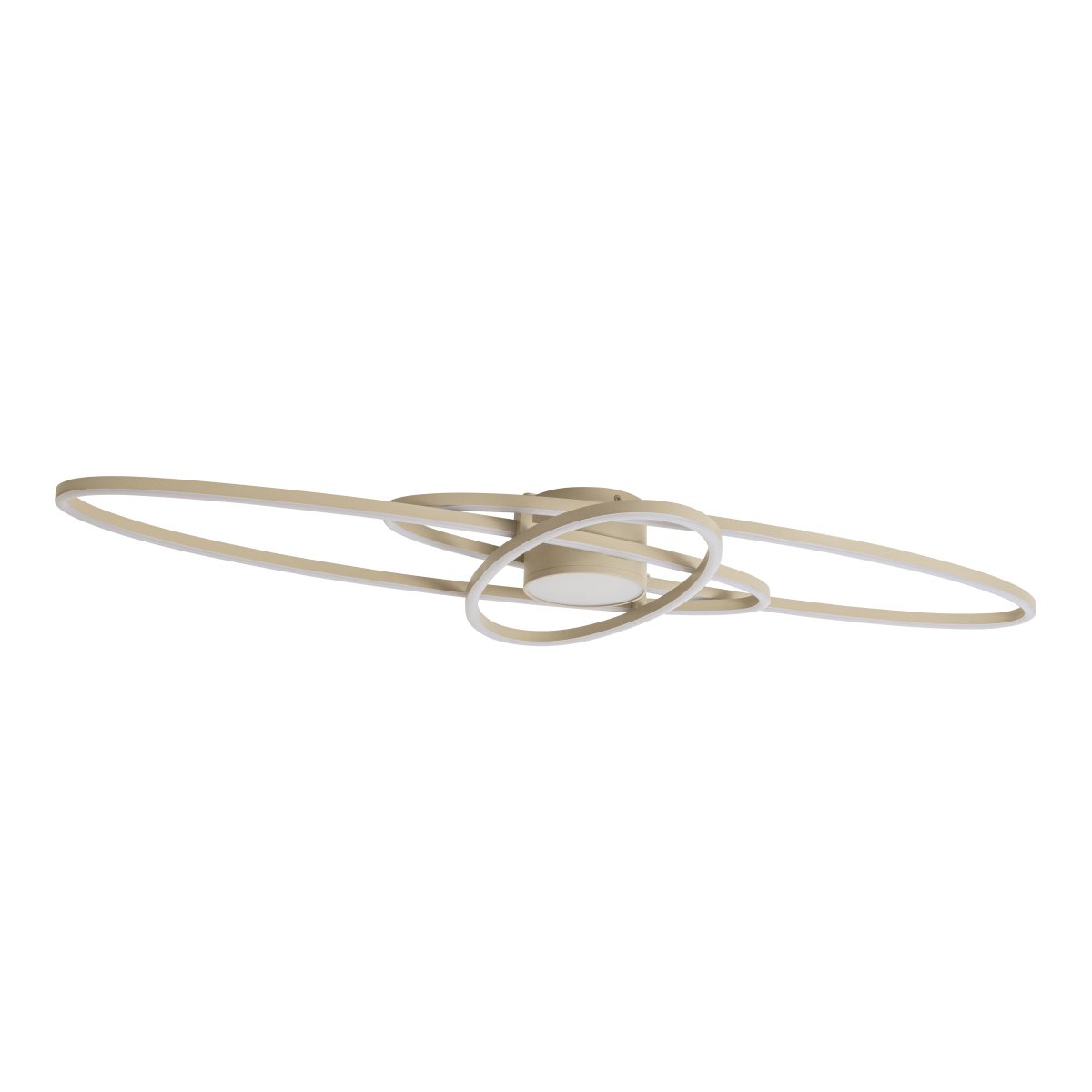 Galactica 100cm Beige plafondlamp Van Lucide - Met de meegeleverde afstandsbediening kunt u eenvoudig de helderheid dimmen en de kleurtemperatuur aanpassen van warm wit naar koel wit licht om de juiste sfeer te cre&euml;ren.
