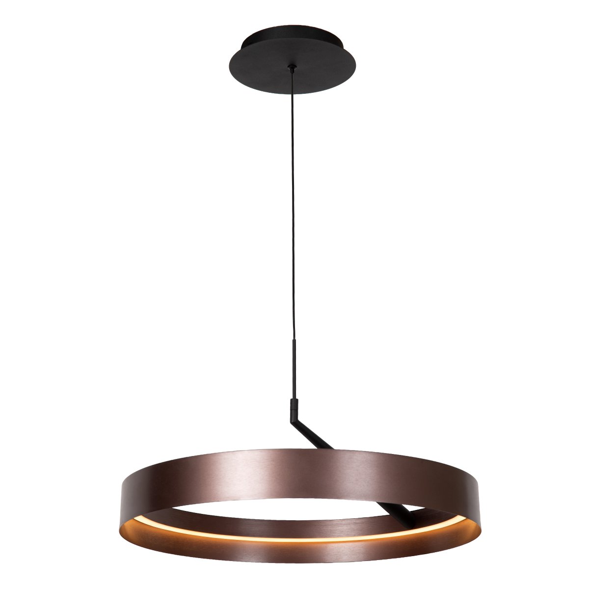 Leonard Ø55 Bruin hanglamp Van Lucide - De lamp is in drie stappen dimbaar met een standaard wandschakelaar, waardoor de helderheid eenvoudig aan de situatie kan worden aangepast.