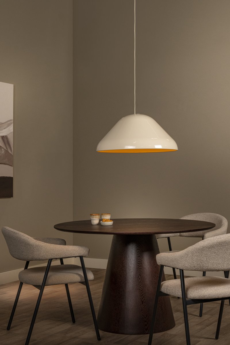 Andres Ø56 Crème wit hanglamp Van Lucide - Andres is een stijlvolle metalen hanglamp met een glanzende afwerking in een elegante cr&egrave;mekleur.