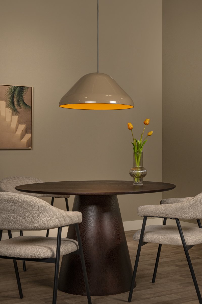 Andres Ø56 Taupe hanglamp Van Lucide - Andres is een stijlvolle metalen hanglamp met een glanzende afwerking in een elegante taupekleur.