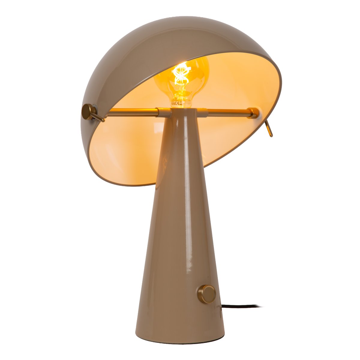 Barone 52cm Taupe tafellamp Van Lucide - De lamp verspreidt een aangename gloed en staat zowel op een bureau als op een bijzettafel.