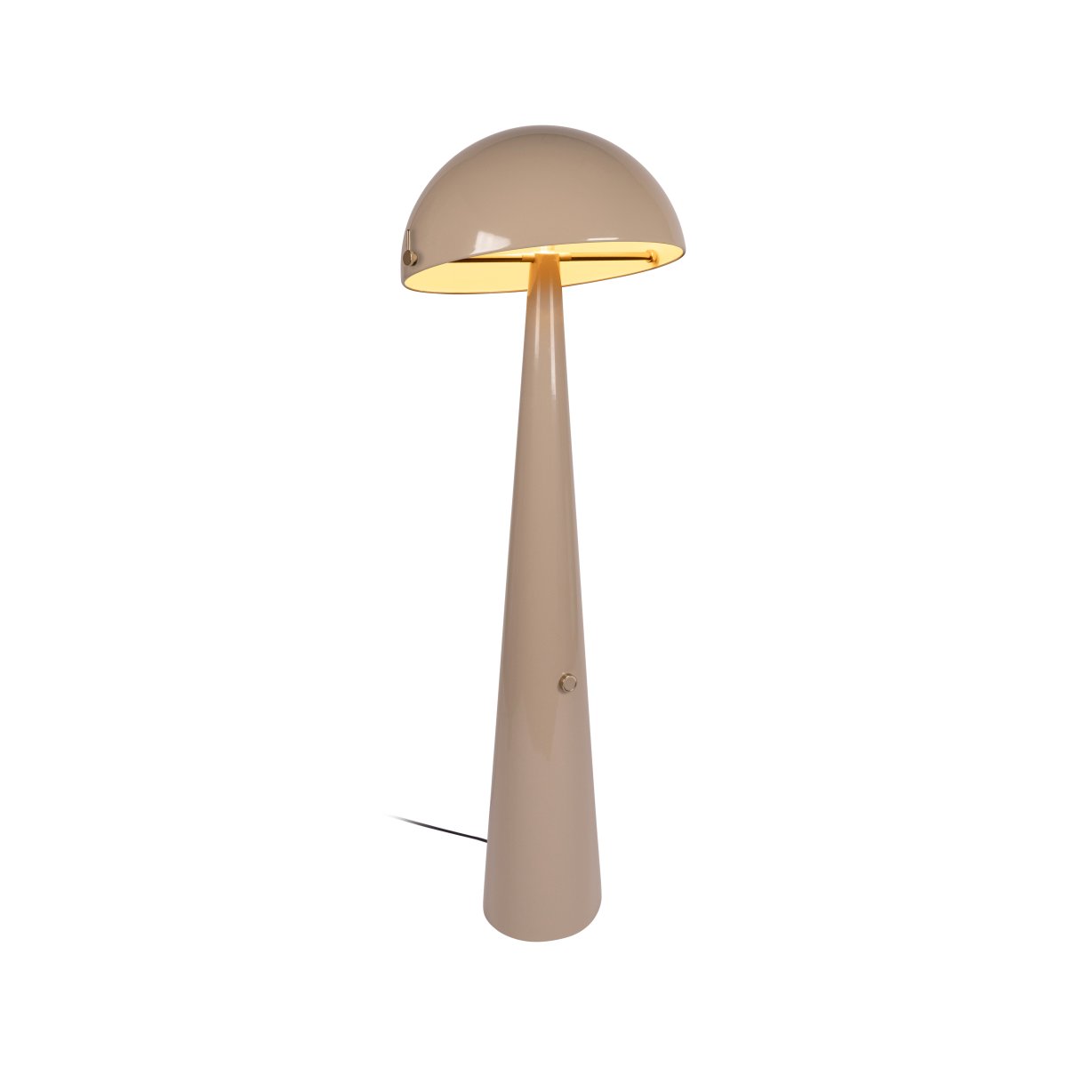 Barone Taupe vloerlamp Van Lucide - Barone is een elegante metalen vloerlamp met een glanzende taupe afwerking en stijlvolle messing details.