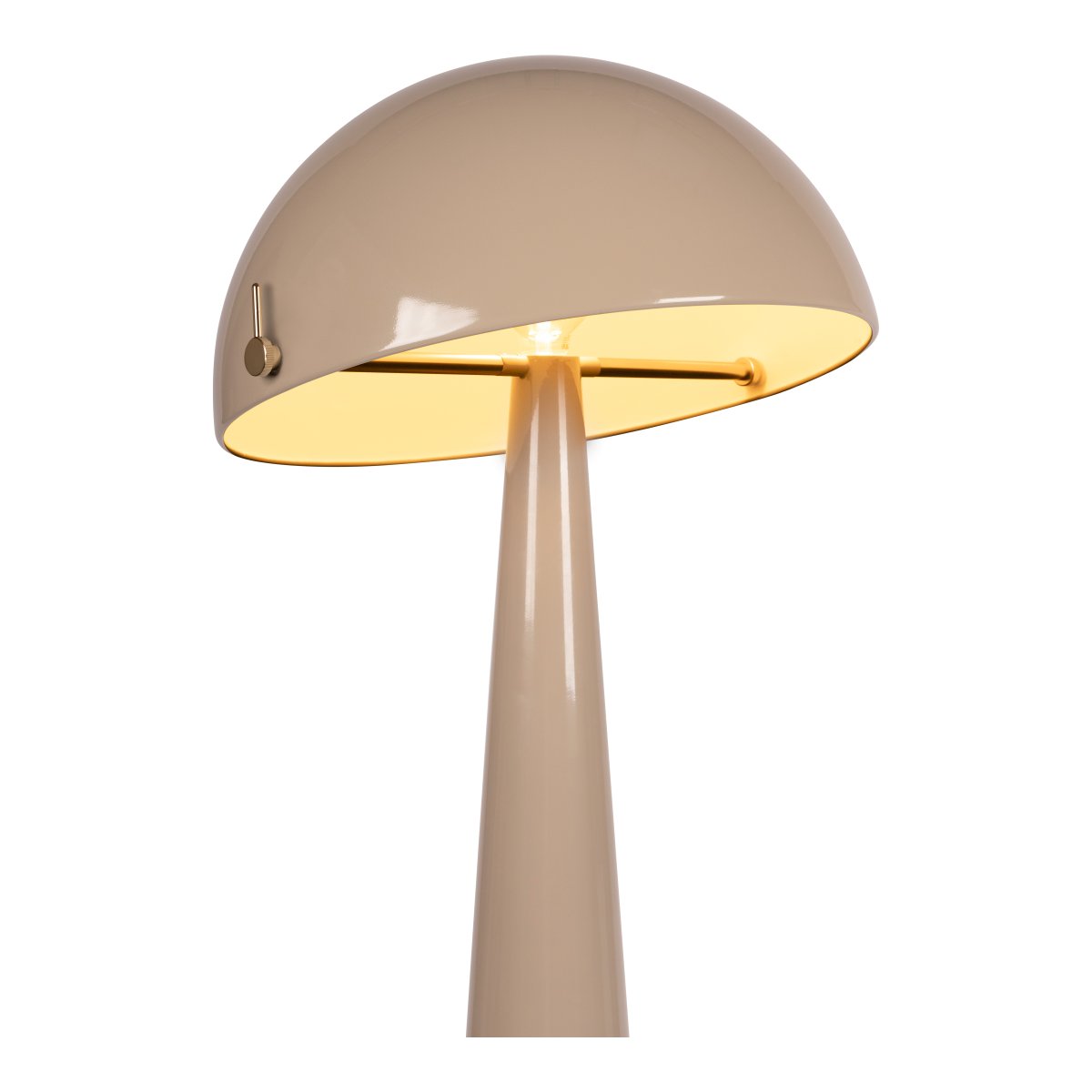 Barone Taupe vloerlamp Van Lucide - Barone is een elegante metalen vloerlamp met een glanzende taupe afwerking en stijlvolle messing details.