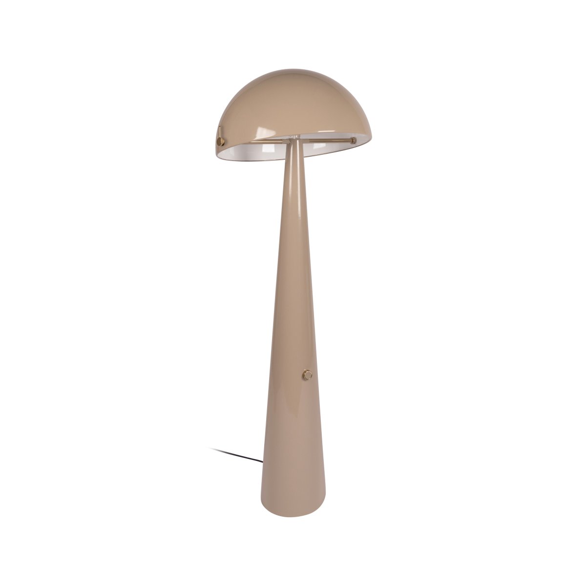 Barone Taupe vloerlamp Van Lucide - Barone is een elegante metalen vloerlamp met een glanzende taupe afwerking en stijlvolle messing details.