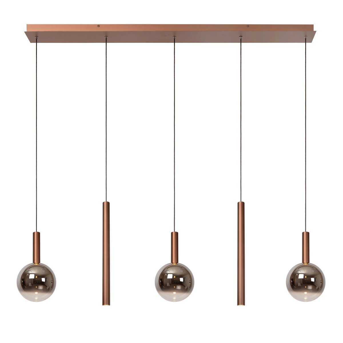 Jasmine 138cm Koper hanglamp Van Lucide - Jasmine is een opvallende en sculpturale hanglamp met een breedte van circa 140 cm en een elegante koperen afwerking.