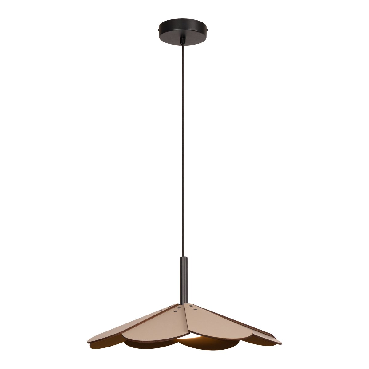 Blomster Ø47 Taupe hanglamp Van Lucide - Flowers is een decoratieve houten hanglamp met een zachte taupekleurige afwerking die een warme en harmonieuze indruk geeft.