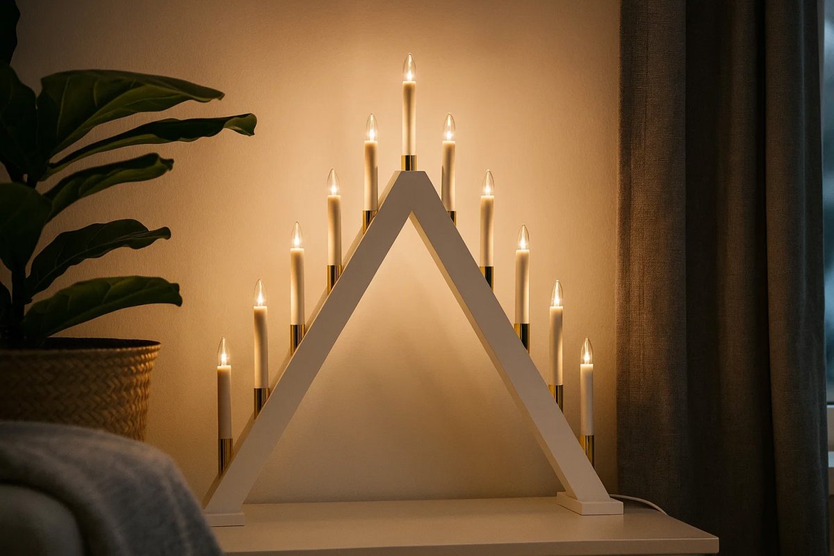 Hilda 11 Wit Van Pixie Design - De Hilda kandelaar met 11 armen in een witte afwerking met gouden details is een elegante en klassieke tafeldecoratie die de kerstsfeer in uw huis versterkt.