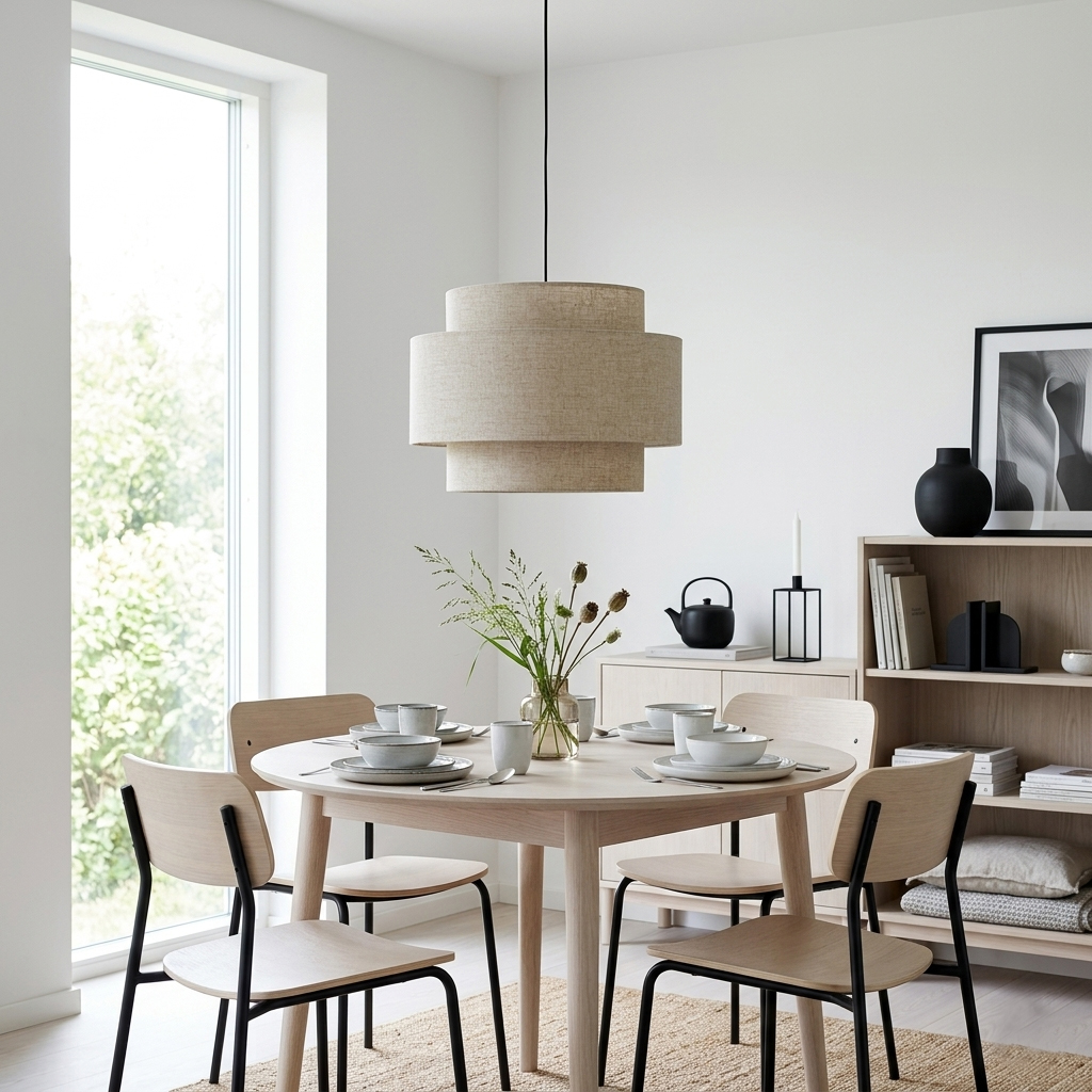 Hilma Ø55 Beige hanglamp Van Cottex - De verschillende niveaus en afgeronde vormen van de kap cre&euml;ren een speelse maar harmonieuze uitstraling die de lamp een eigen karakter geeft.