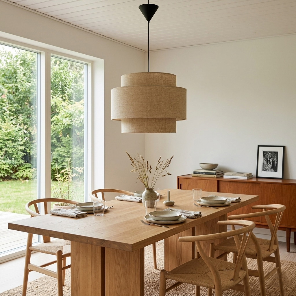 Hilma Ø55 Beige hanglamp Van Cottex - De verschillende niveaus en afgeronde vormen van de kap cre&euml;ren een speelse maar harmonieuze uitstraling die de lamp een eigen karakter geeft.