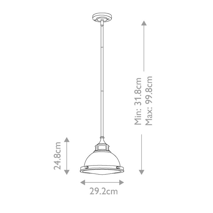 Amelia Ø30 Chroom hanglamp Van Elstead Lighting - Amelia har en klassisk pendeldesign som f&ouml;rnyar vintage-detaljer med ett gjutet glasf&auml;ste, en gjuten metallram samt framtr&auml;dande g&aring;ngj&auml;rn och sp&auml;nnen.