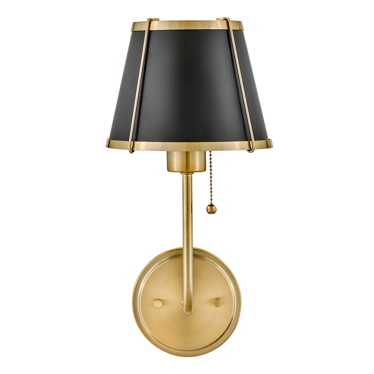 Clarke 40cm Messing/zwart wandlamp Van Elstead Lighting - Clarke is een elegante wandlamp van staal met een prachtige warme messing afwerking en een stijlvolle zwarte kap.