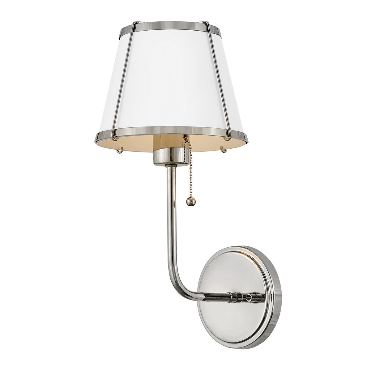Clarke 40cm Nikkel/wit wandlamp Van Elstead Lighting - Clarke is een elegante wandlamp van staal met een prachtige gepolijste nikkelafwerking en een stijlvolle witte kap.