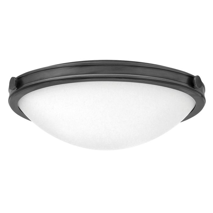 Collier Ø48 Zwart plafondlamp Van Elstead Lighting - Samen met de witte, matte glazen kap die een zacht en aangenaam licht geeft, ontstaat een fijne sfeer.