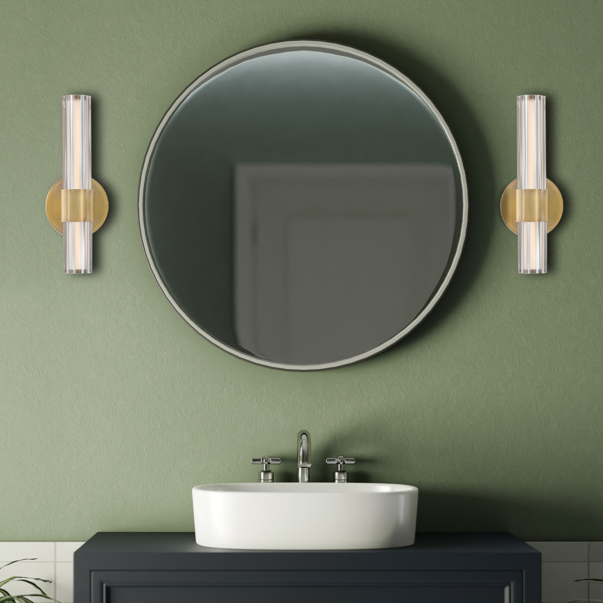 Georgette 35cm Messing badkamerlamp Van Elstead Lighting - Georgette is een elegante badkamerwandlamp met een decoratief en symmetrisch ontwerp.