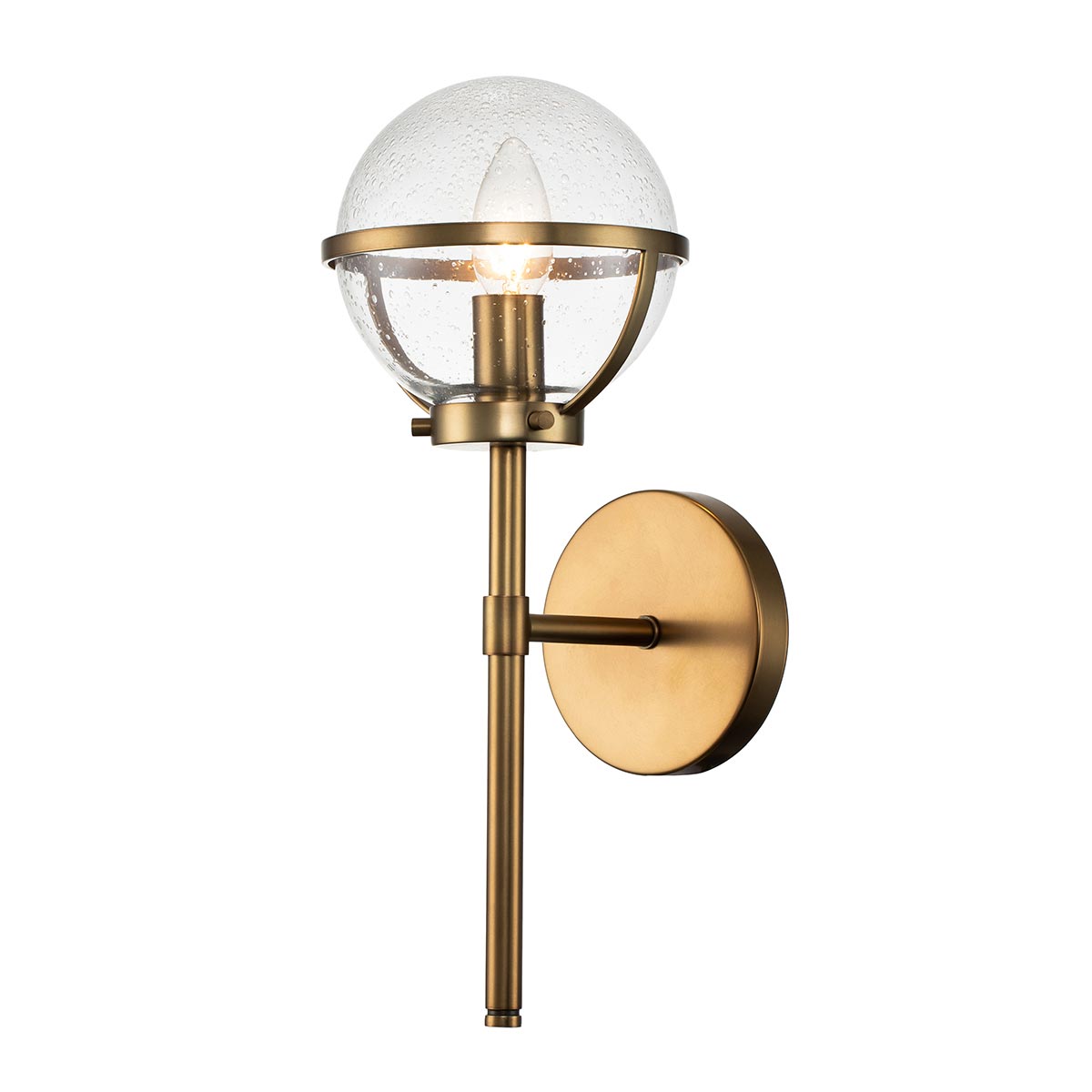 Hollis 40cm Antiek messing badkamerlamp Van Elstead Lighting - De Hollis wandlamp is geïnspireerd op de Art Deco-stijl uit de jaren 20 met zijn elegante ontwerp in messing en helder, gestructureerd glas.