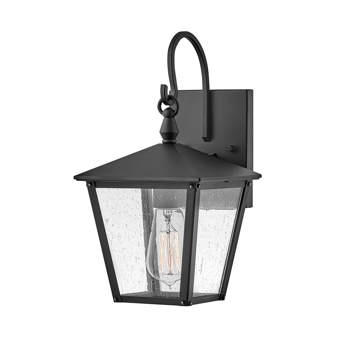 Huntersfield Zwart buitenlamp Van Elstead Lighting - De Huntersfield wandlamp heeft een tijdloos en stijlvol design met strakke lijnen en elegant, gestructureerd glas.