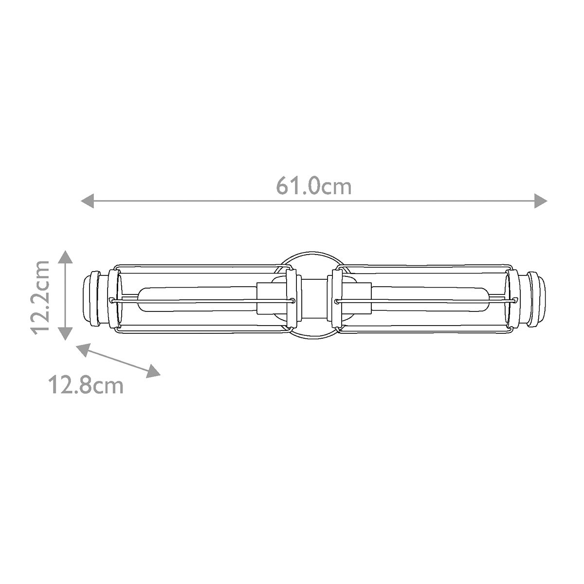 Masthead 60cm Chroom badkamerlamp Van Elstead Lighting - Deze is voorzien van twee cilinders van helder glas die de lichtbronnen omringen en een gelijkmatige en aangename lichtverdeling creëren.