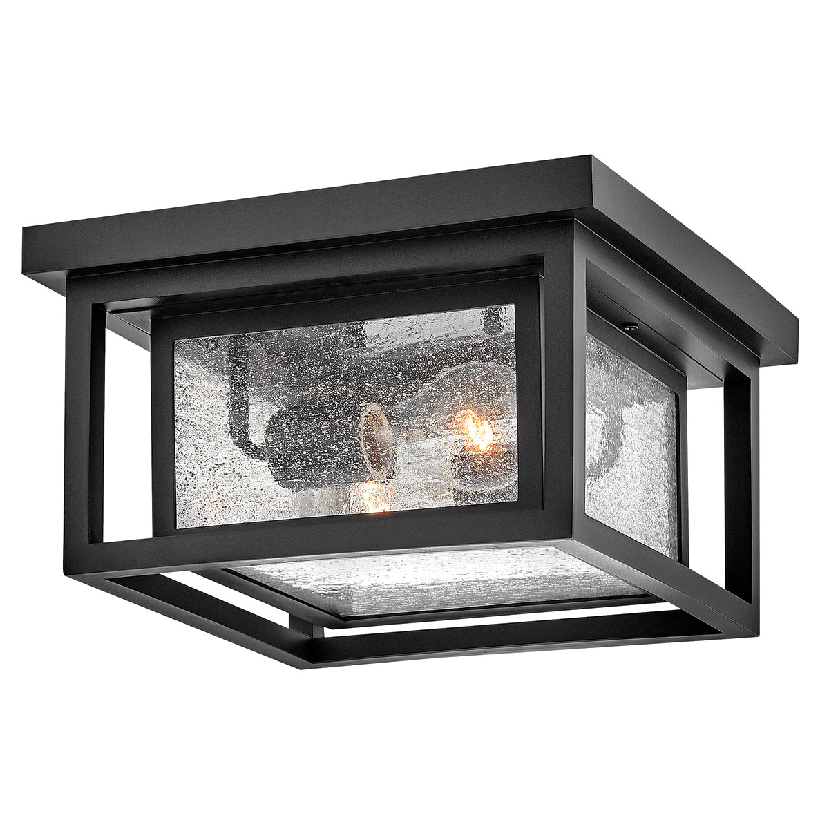 Republic 28cm Zwart Van Elstead Lighting - Republic is een decoratieve plafondlamp voor buiten met een indrukwekkend dubbel frame.