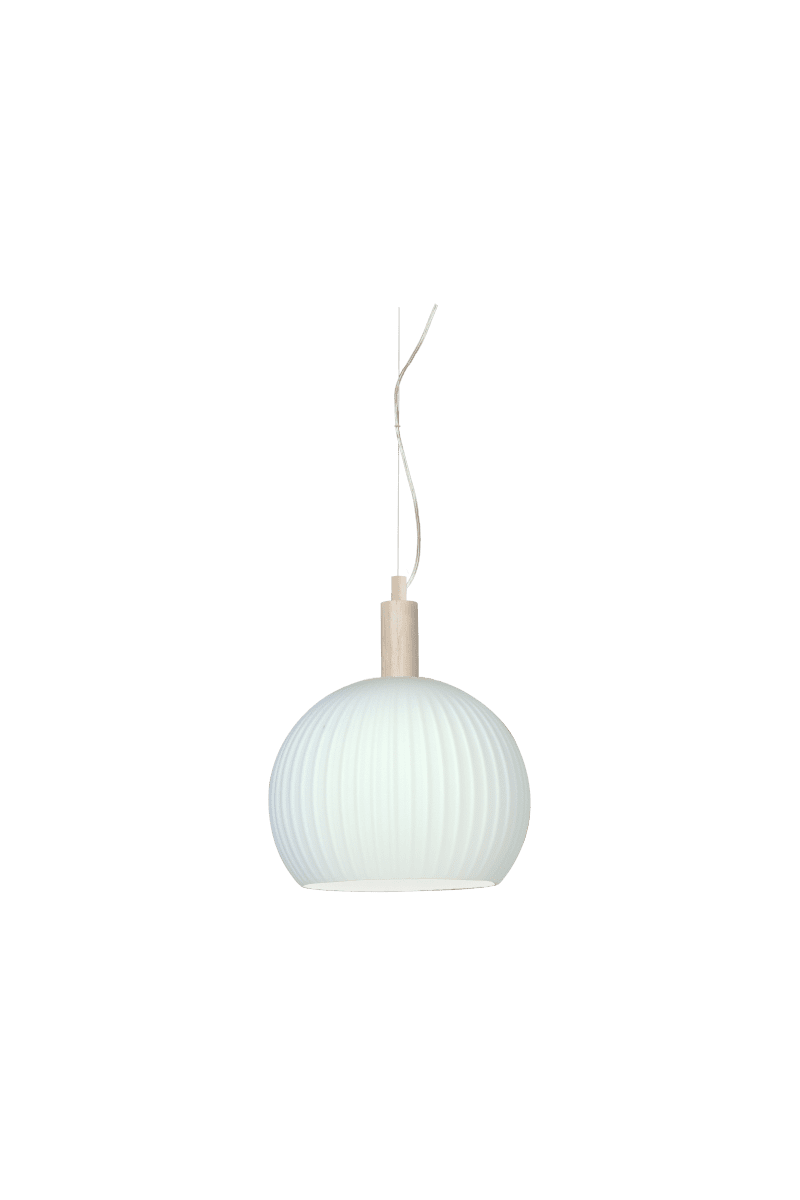 Lapponia Ø35 Wit hanglamp Van Aneta Lighting - Met een gecanneleerde glazen kap die een gelijkmatig en zacht licht creëert.
