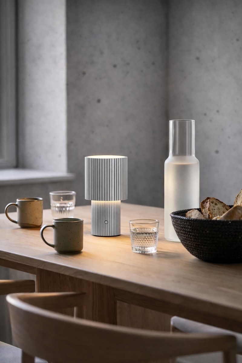 Iluma 22cm Zilver Draagbare Van Herstal - Iluma heeft een geïntegreerde LED met een warm wit licht van 2700K en een lichtopbrengst van 60 lumen.