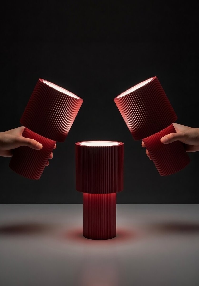 Iluma 22cm ROOD Draagbare Van Herstal - Iluma heeft een ge&iuml;ntegreerde LED met een warm wit licht van 2700K en een lichtopbrengst van 60 lumen.