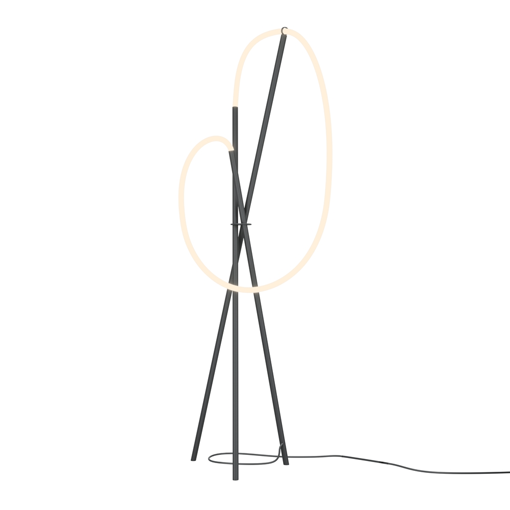 Crochet Zwart vloerlamp Van Maytoni - De hangende LED-lamp zorgt voor een krachtig en sfeervol licht dat de kamer vult, terwijl de lamp een opvallend designelement vormt.