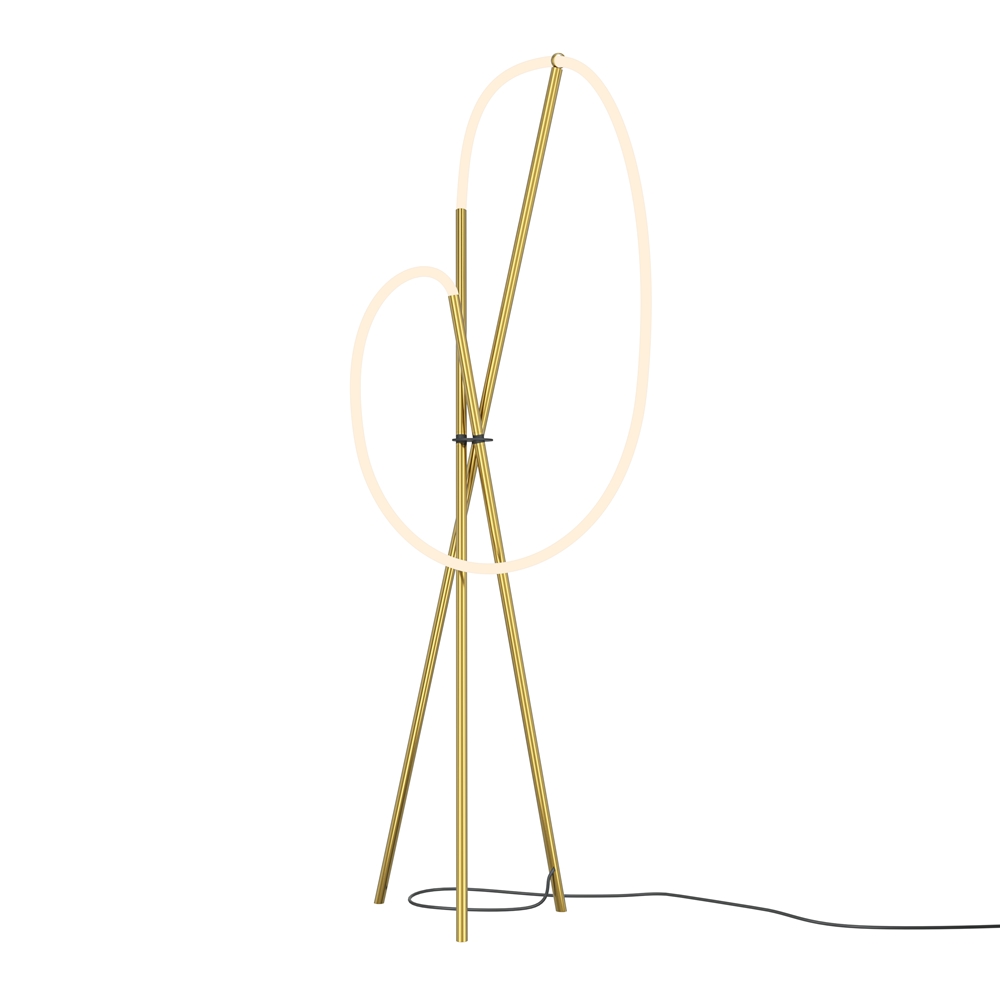 Crochet Goud vloerlamp Van Maytoni - De hangende LED-lamp zorgt voor een krachtig en sfeervol licht dat de kamer vult, terwijl de lamp een opvallend designelement vormt.