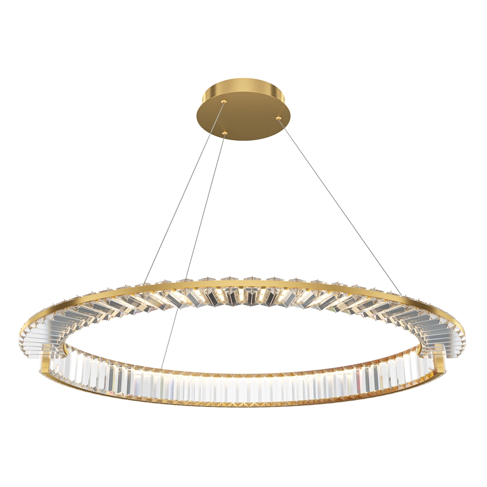 Krone Ø80 Messing hanglamp Van Maytoni - Met zijn royale diameter van 80 cm is hij een luxueuze blikvanger in huis en verspreidt hij een warm en sfeervol licht.
