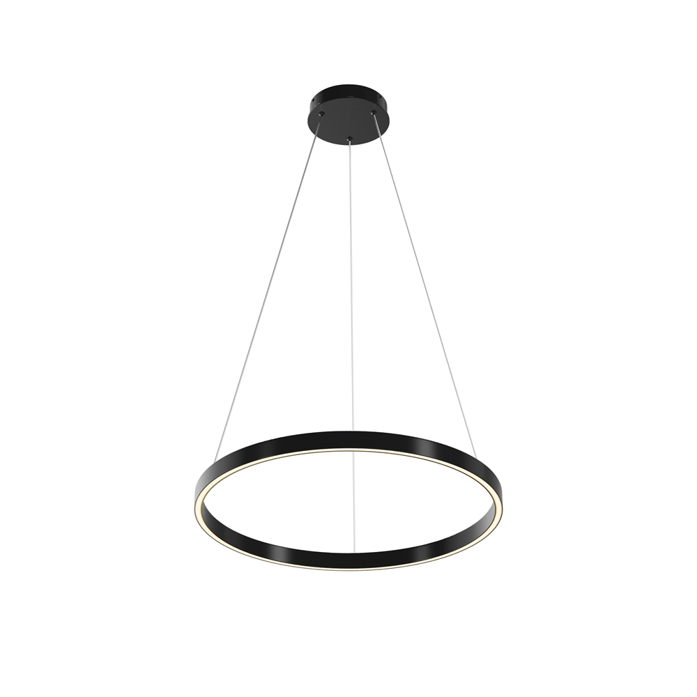Rim Ø60 Zwart hanglamp Van Maytoni - De ge&iuml;ntegreerde ledstrip verspreidt het licht zowel naar beneden als rondom, waardoor hij perfect is voor boven de eettafel of als elegant lichtpunt in de woonkamer.