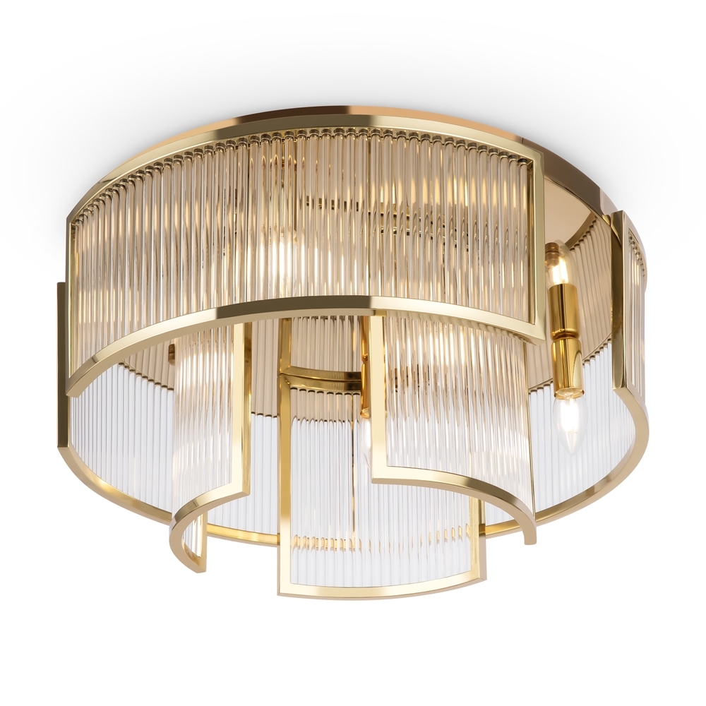 Frame Ø55 Goud plafondlamp Van Maytoni - De prisma's verspreiden het licht op een mooie en effectieve manier, waardoor de sfeer in de kamer wordt verbeterd.