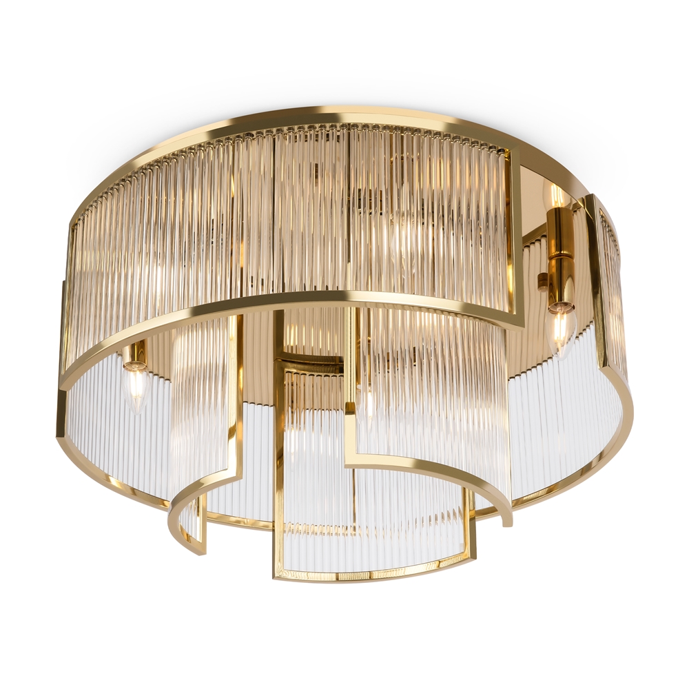 Frame Ø65 Goud plafondlamp Van Maytoni - De prisma's verspreiden het licht op een mooie en effectieve manier, waardoor de sfeer in de kamer wordt verbeterd.
