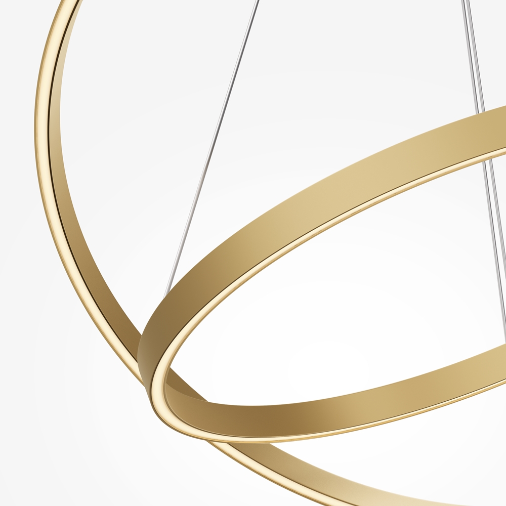 Rim Ø80 Messing hanglamp Van Maytoni - De twee ringen zijn afzonderlijk in hoogte en hoek verstelbaar, waardoor u een persoonlijke uitstraling kunt cre&euml;ren en de vorm van de lamp aan de kamer kunt aanpassen.