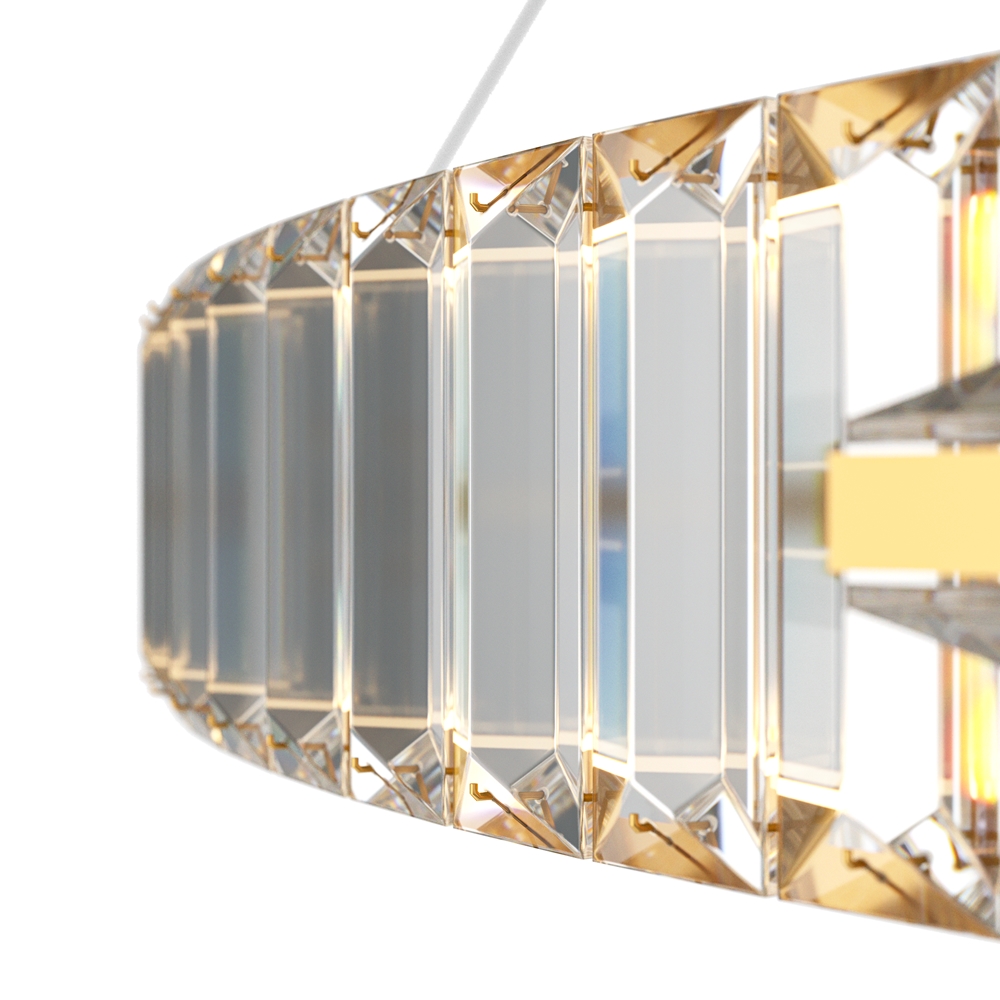 Krone Ø80 Messing hanglamp Van Maytoni - Met zijn royale diameter van 80 cm is hij een luxueuze blikvanger in huis en verspreidt hij een warm en sfeervol licht.