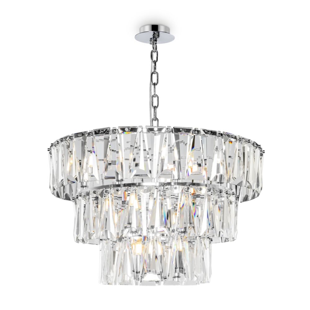 Puntes Ø77 Chroom kristal Van Maytoni - Puntes is een elegante plafondkroonluchter in verchroomd metaal met fonkelende prisma's die de lichtbronnen omringen en een magisch lichtspel cre&euml;ren wanneer de lamp brandt.