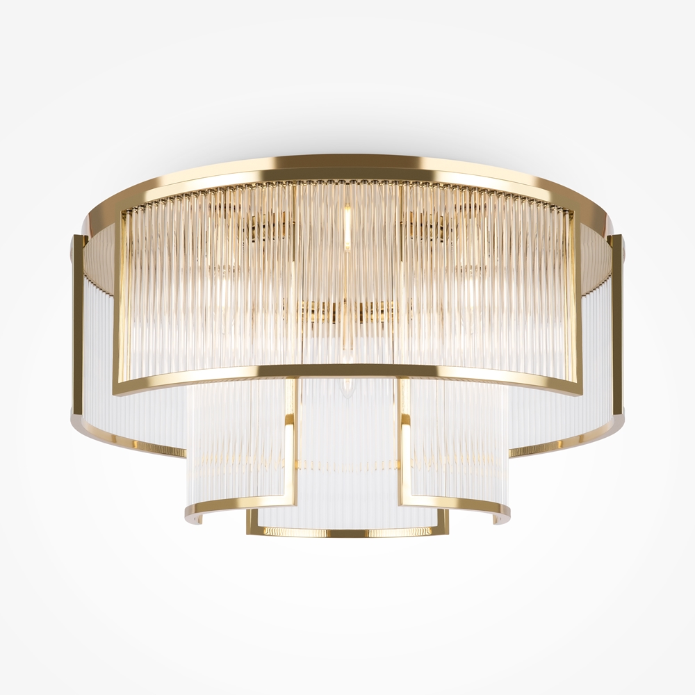 Frame Ø65 Goud plafondlamp Van Maytoni - De prisma's verspreiden het licht op een mooie en effectieve manier, waardoor de sfeer in de kamer wordt verbeterd.