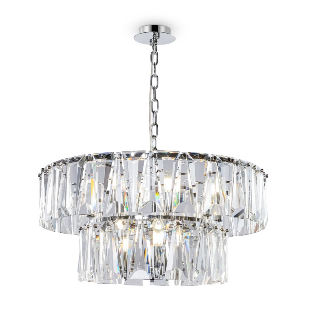 Puntes Ø68 Chroom kristal Van Maytoni - Puntes is een elegante plafondkroonluchter in verchroomd metaal met fonkelende prisma's die de lichtbronnen omringen en een magisch lichtspel cre&euml;ren wanneer de lamp brandt.