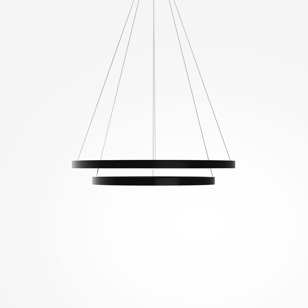 Rim Ø80 Zwart hanglamp Van Maytoni - De twee ringen zijn afzonderlijk in hoogte en hoek verstelbaar, waardoor je een persoonlijke uitstraling kunt cre&euml;ren en de vorm van de lamp kunt aanpassen aan de kamer.