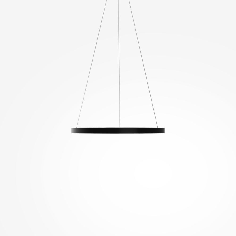 Rim Ø60 Zwart hanglamp Van Maytoni - De ge&iuml;ntegreerde ledstrip verspreidt het licht zowel naar beneden als rondom, waardoor hij perfect is voor boven de eettafel of als elegant lichtpunt in de woonkamer.