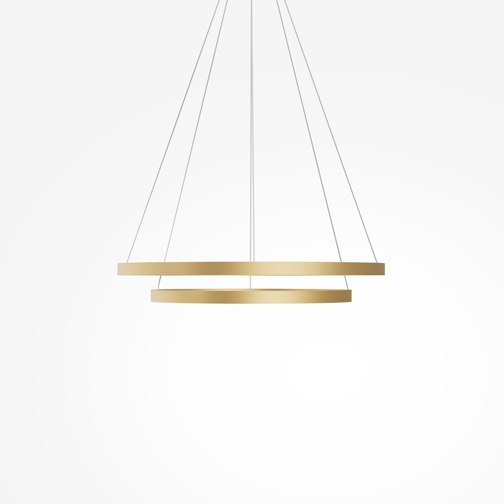 Rim Ø80 Messing hanglamp Van Maytoni - De twee ringen zijn afzonderlijk in hoogte en hoek verstelbaar, waardoor u een persoonlijke uitstraling kunt cre&euml;ren en de vorm van de lamp aan de kamer kunt aanpassen.