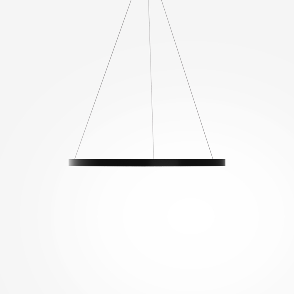 Rim Ø80 Zwart hanglamp Van Maytoni - De ge&iuml;ntegreerde ledstrip verspreidt het licht zowel naar beneden als rondom, waardoor hij perfect is voor boven de eettafel of als elegant lichtpunt in de woonkamer.