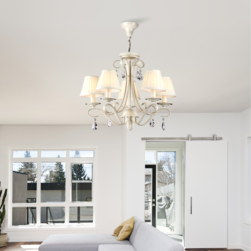 Brionia Ø58 Wit hanglamp Van Maytoni - Brionia is een klassieke metalen kroonluchter met een prachtige antiekwitte afwerking.